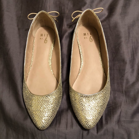 EUC Mix No. 6 Gold Sparkle Flats - Picture 1 of 5